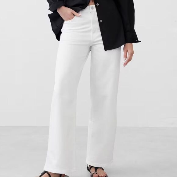 BANANA REPUBLIC High-Rise Straight Jean, White, Size 6 Petite - Picture 2 of 11